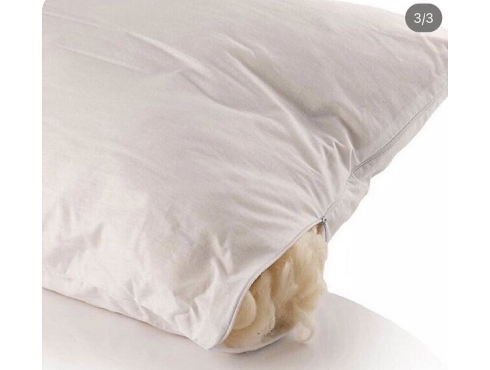 2 Adet Doğal Kuzu Yünü Yastık 50x70 1250 gram Merinos Kuzu Yünü