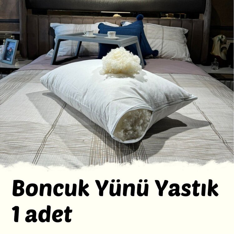 1 Adet Doğal Kuzu Boncuk Yünü Yastık 50x70 cm 900 gram Merinos Kuzu Yünü