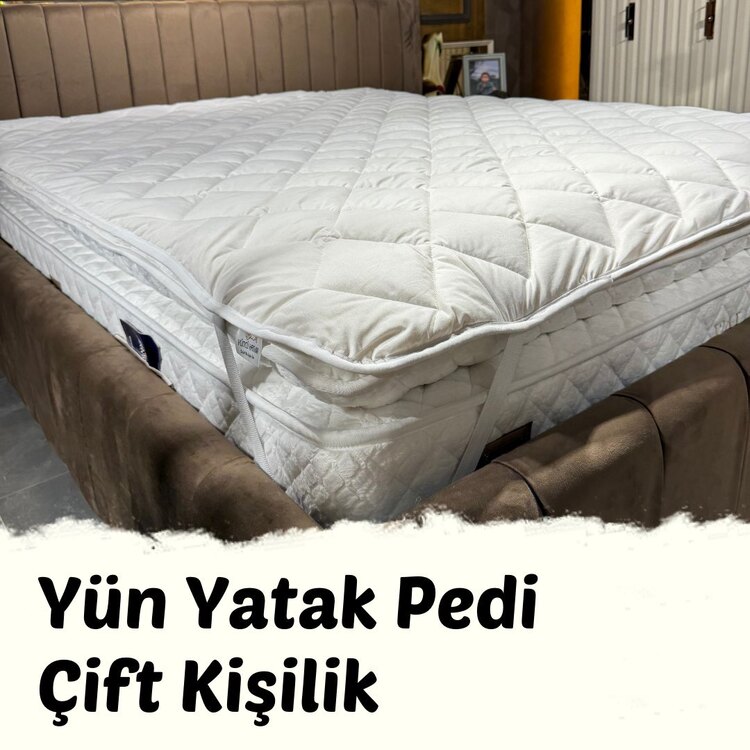 Yün Yatak Pedi Çift Kişilik 160-200 cm 3 kg Merinos Kuzu Yünü