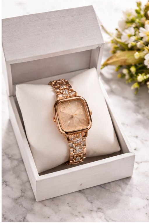 Rose Gold Kadın Saat – Şık Tasarım – 3 ATM Su Geçirmez – Metal Kordon