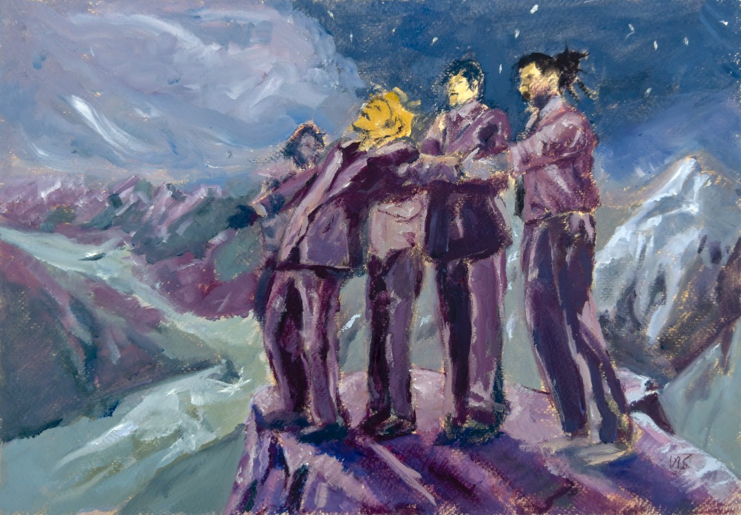 Not alone on the mountain - Fine art baskı