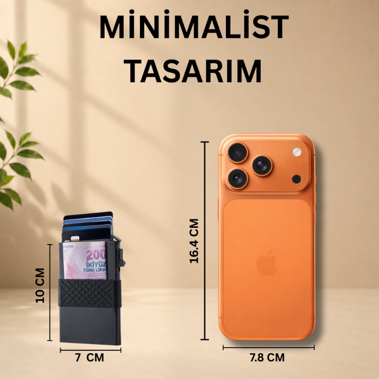 Para Bölmeli RFID Korumalı Mekanizmalı Kartlık - Hediye Kutulu 