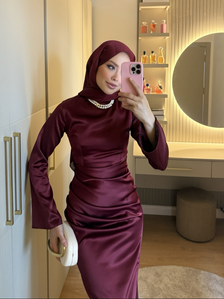 Swan Dress Bordo Rengi