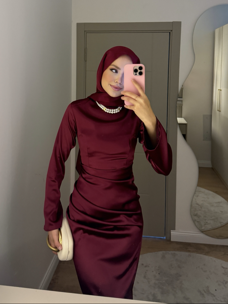 Swan Dress Bordo Rengi