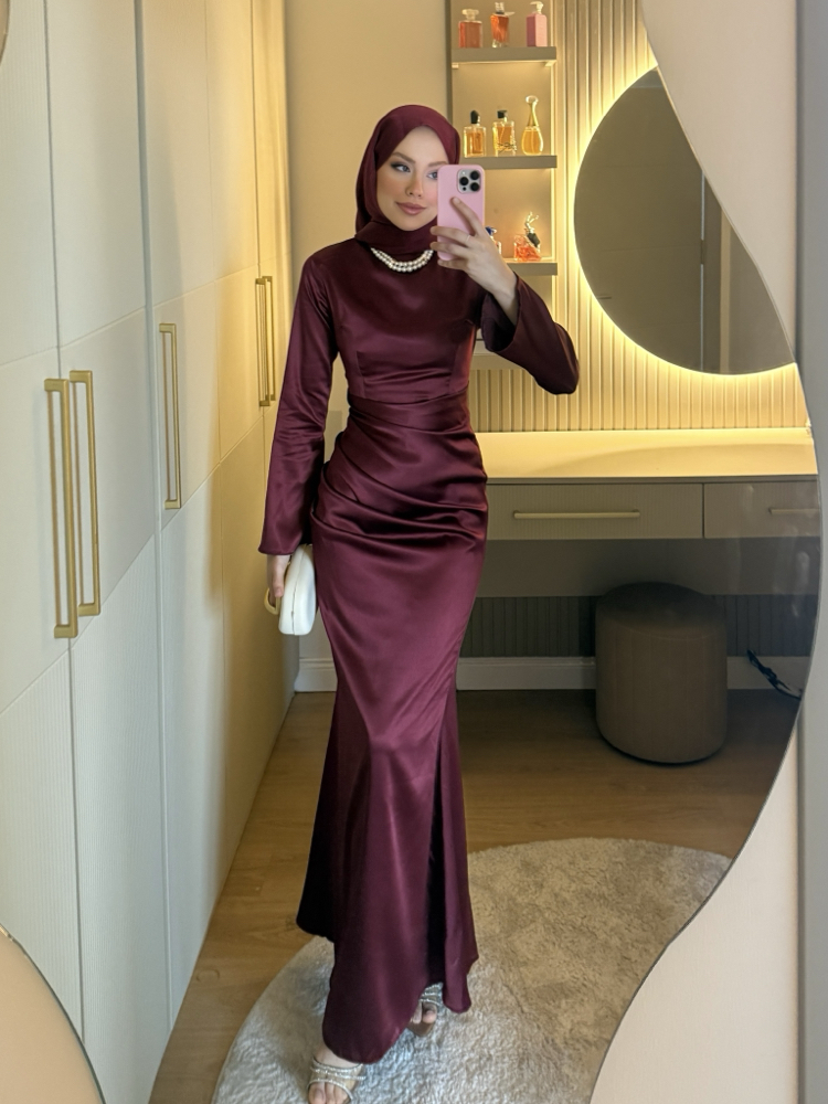 Swan Dress Bordo Rengi