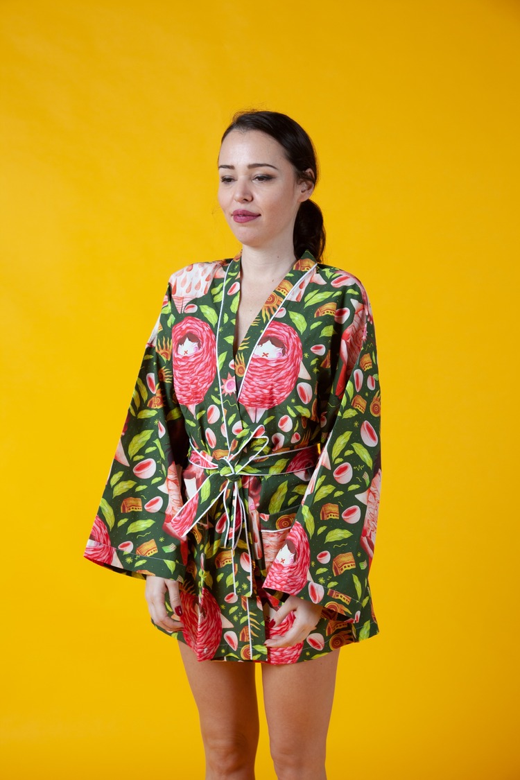 Lined Robe in Greenberry