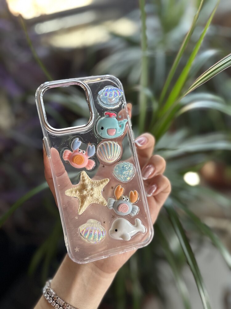 Balina ve Kabuklar ile Yaz Temalı Tasarım telefon kılıfı (İPHONE 15 pro max)