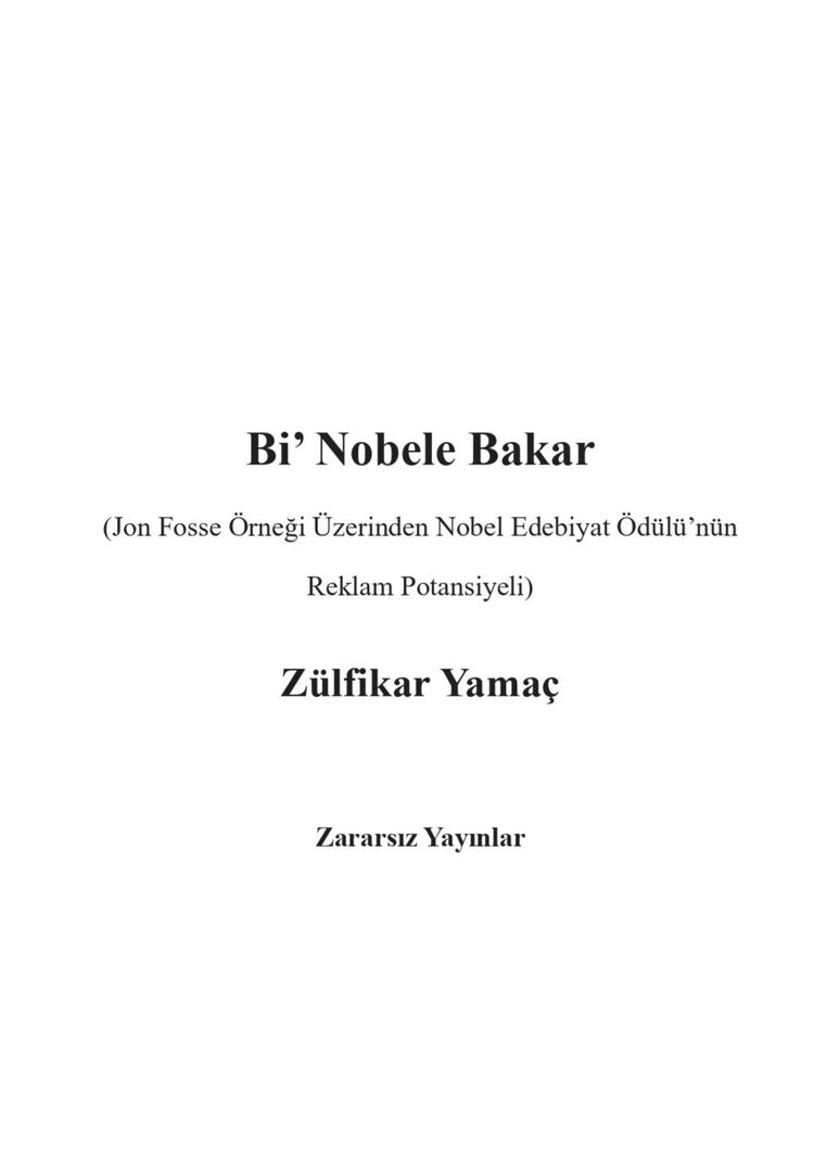 Bi' Nobele Bakar E-kitap