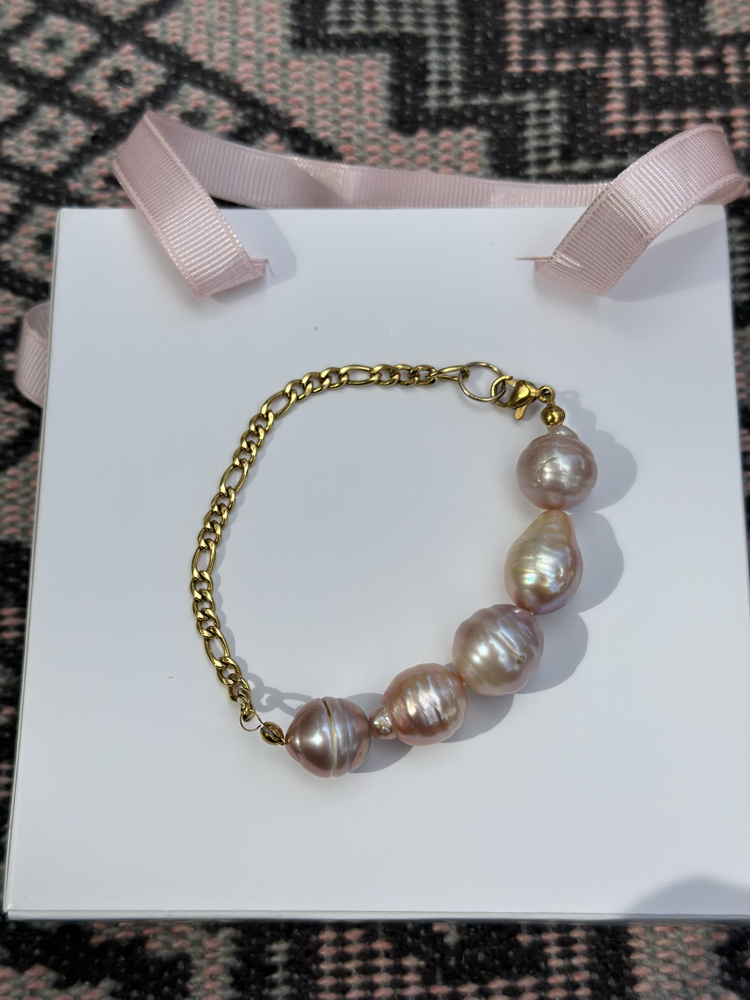 Pembe Barok İnci Bileklik