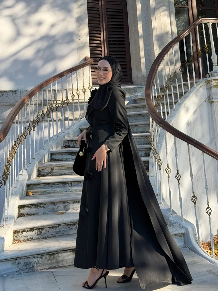 Alina Siyah Güllü Elbise