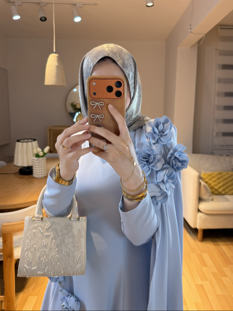 Alina Mavi Güllü Elbise