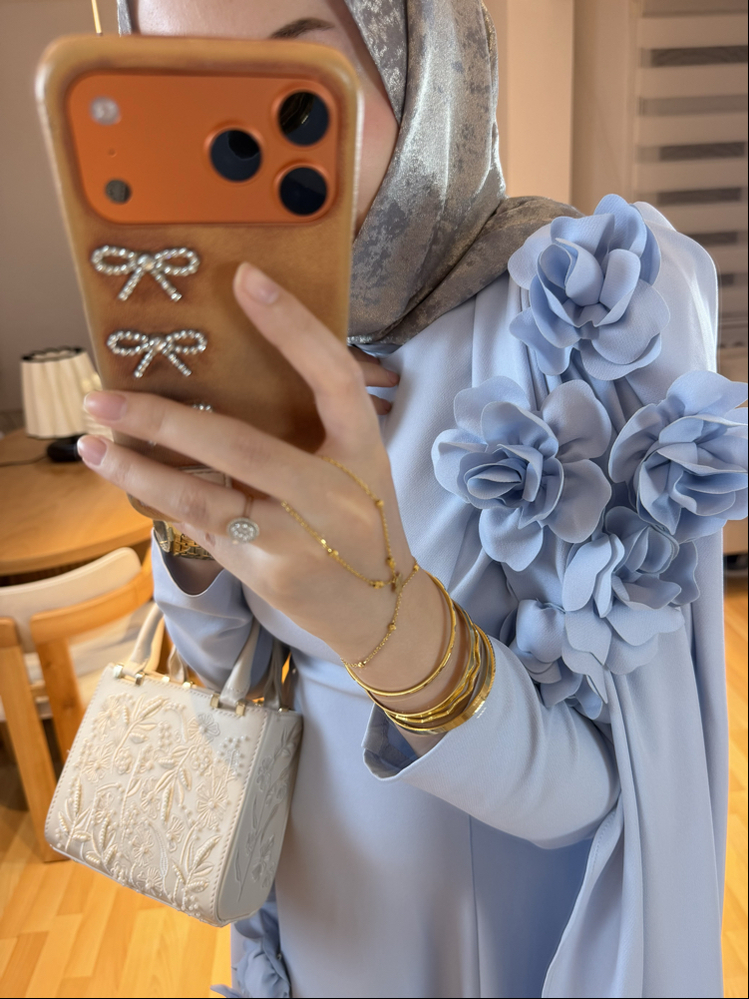 Alina Mavi Güllü Elbise