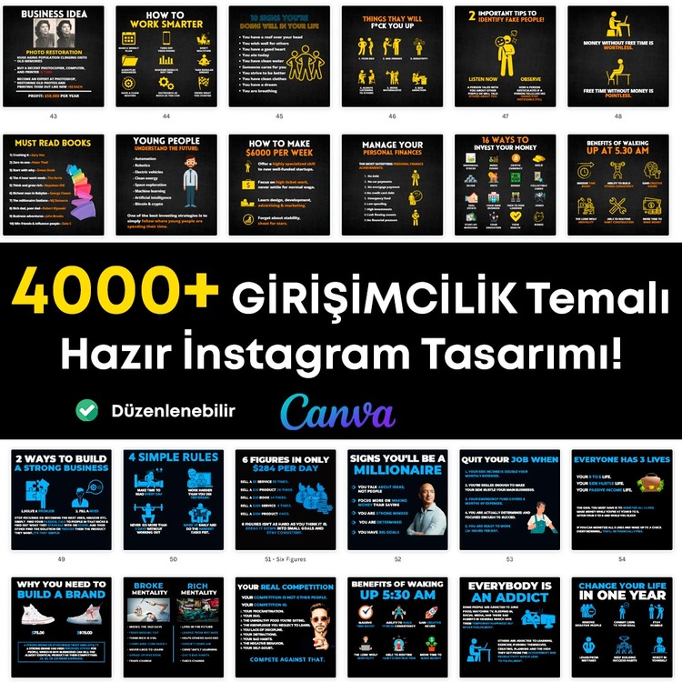 4000+ Girişimcilik Temalı Hazır İnstagram Tasarımları
