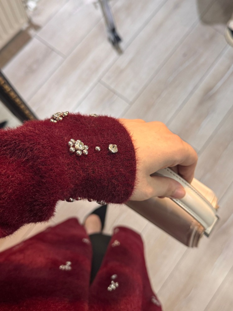 ANGORA TAŞLI HIRKA BORDO