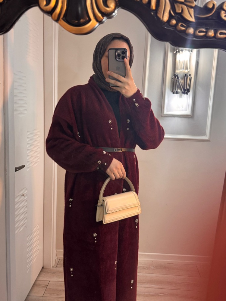 ANGORA TAŞLI HIRKA BORDO