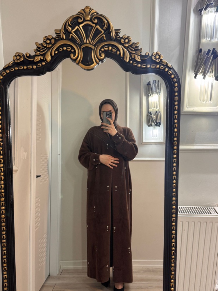 ANGORA TAŞLI HIRKA KAHVERENGİ