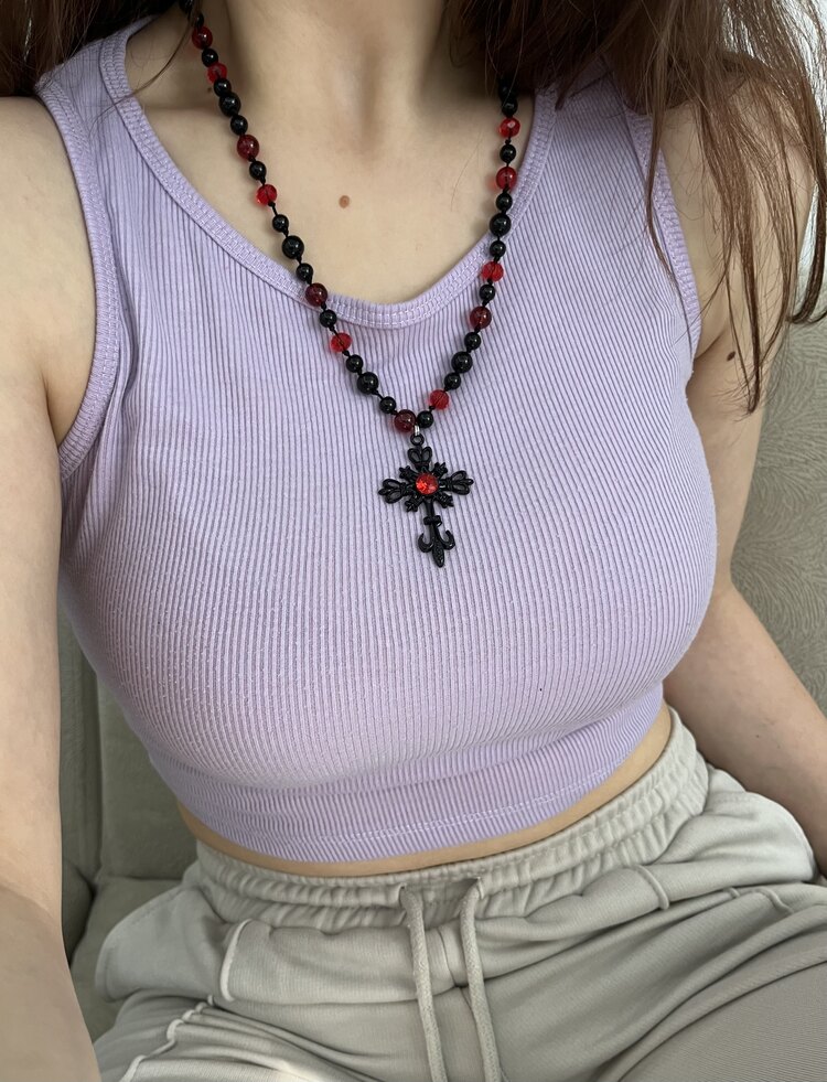 Crown Cross Rosary Kolye