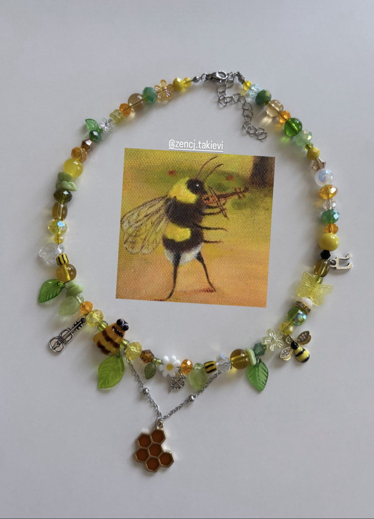Murano cam Arı Choker Kolye