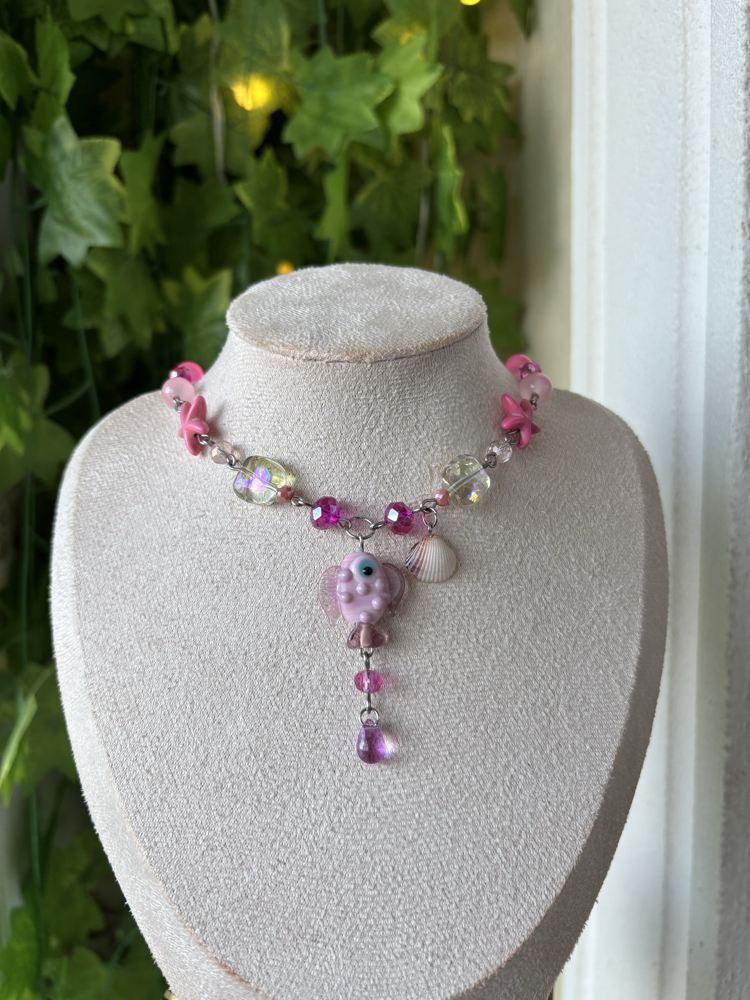 Pink Fish Drop Choker