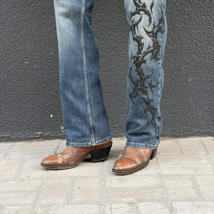 Bootcut Tribal Relaxed Fit Low Rise Jean