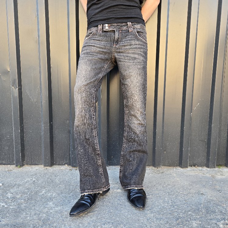 Bootcut Denim Low Rise Pants Faded Dark Brown 