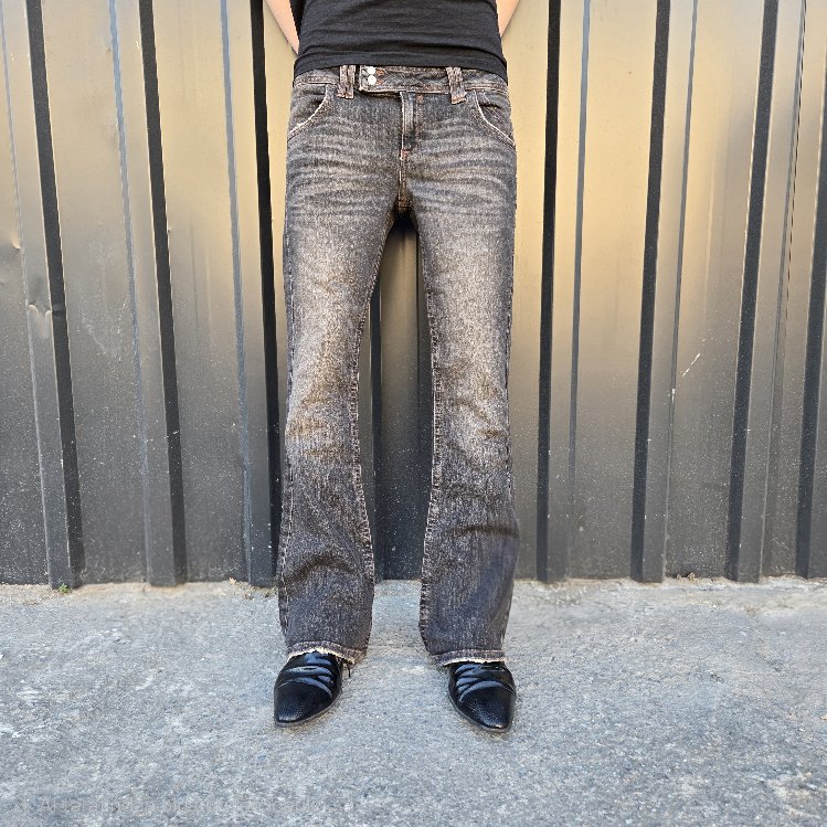 Bootcut Denim Low Rise Pants Faded Dark Brown 