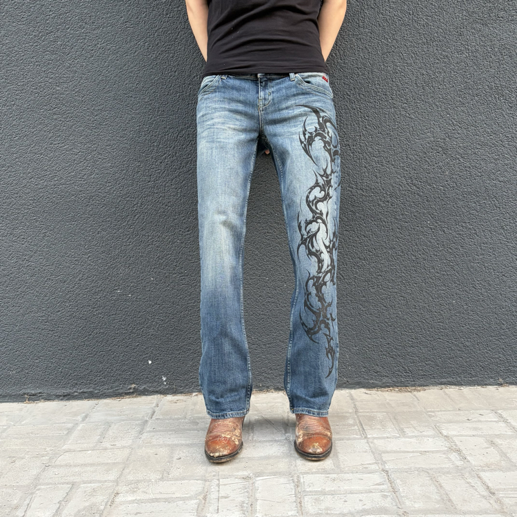 Bootcut Tribal Relaxed Fit Low Rise Jean