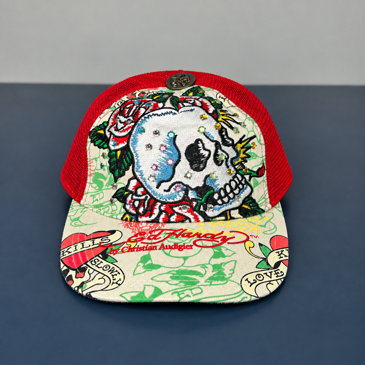 Ed Hardy Frozen Skull Trucker Cap