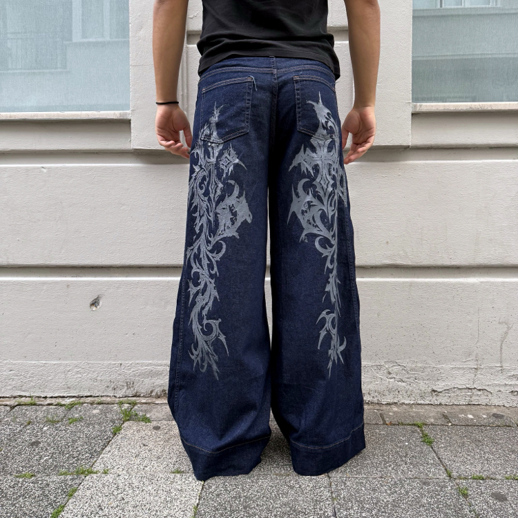 Cross Tribal Wide Leg Baggy Jean