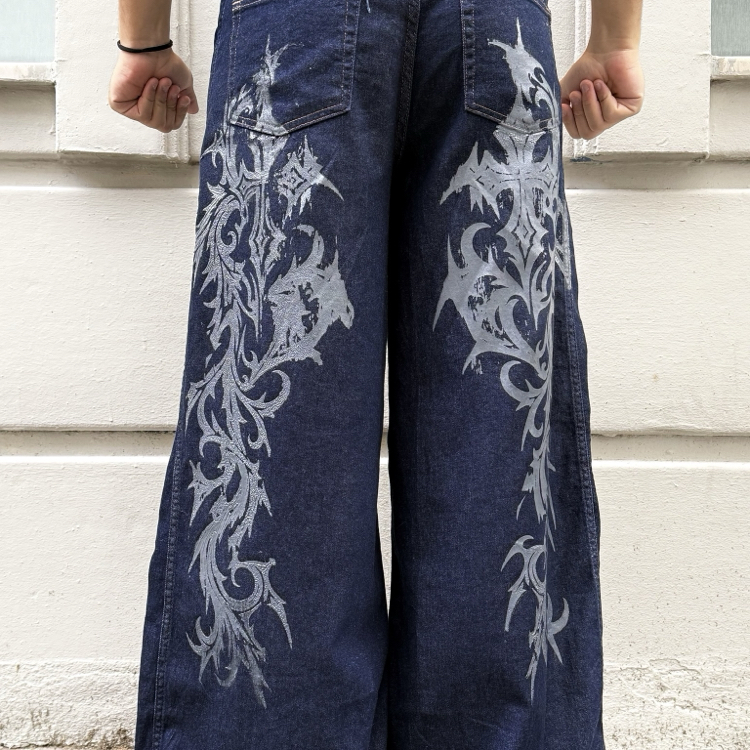 Cross Tribal Wide Leg Baggy Jean
