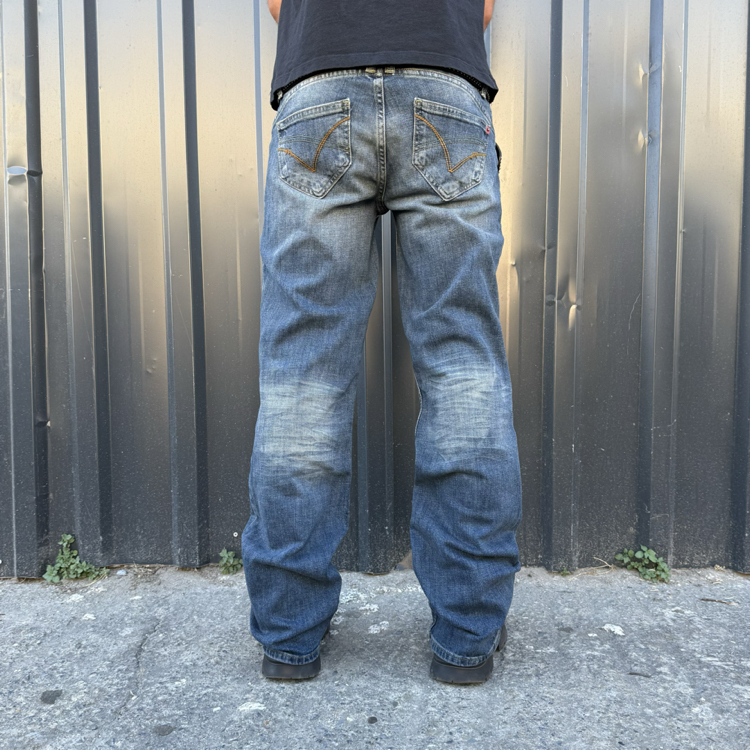 Bootcut Relaxed Fit Washed Blue Low Rise Jean