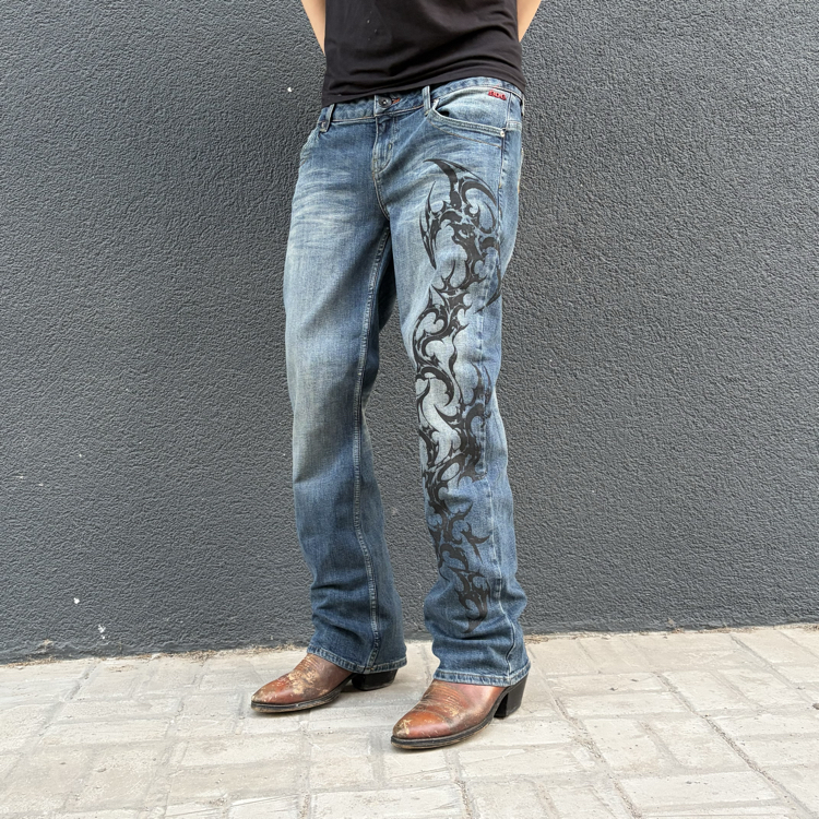 Bootcut Tribal Relaxed Fit Low Rise Jean