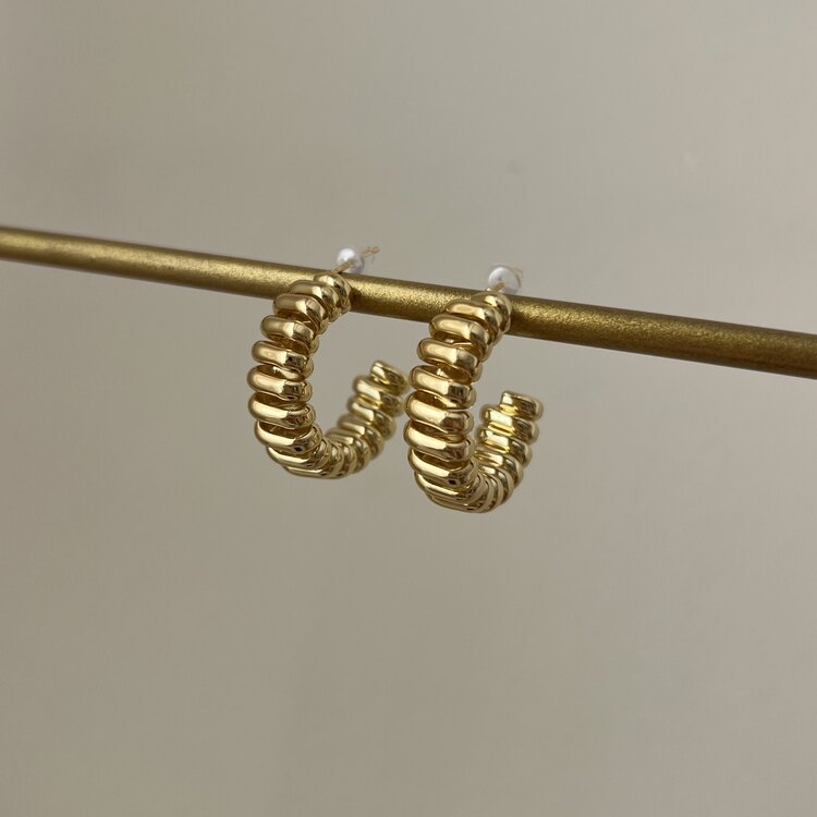ÇELİK Asimetrik Kıvrım küpe GOLD