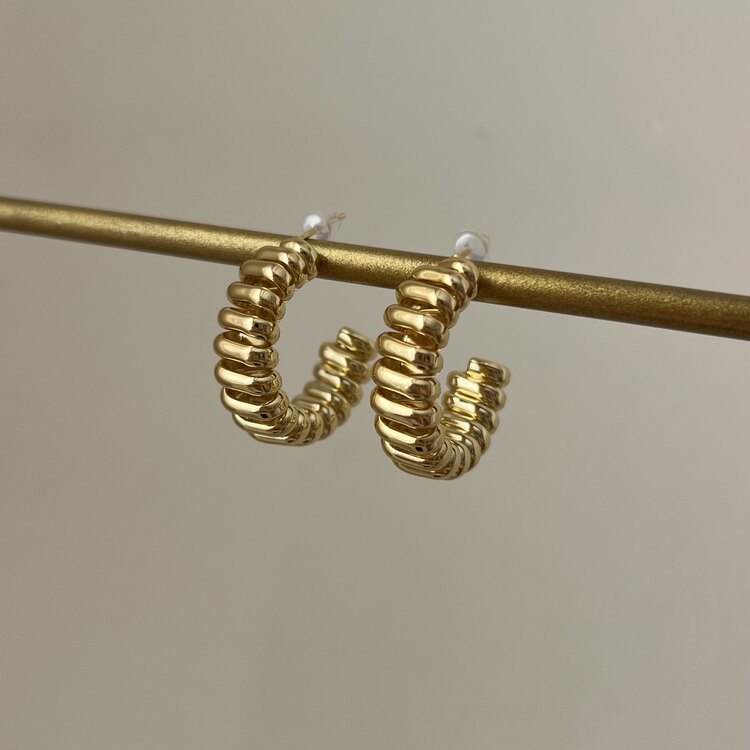 ÇELİK Asimetrik Kıvrım küpe GOLD