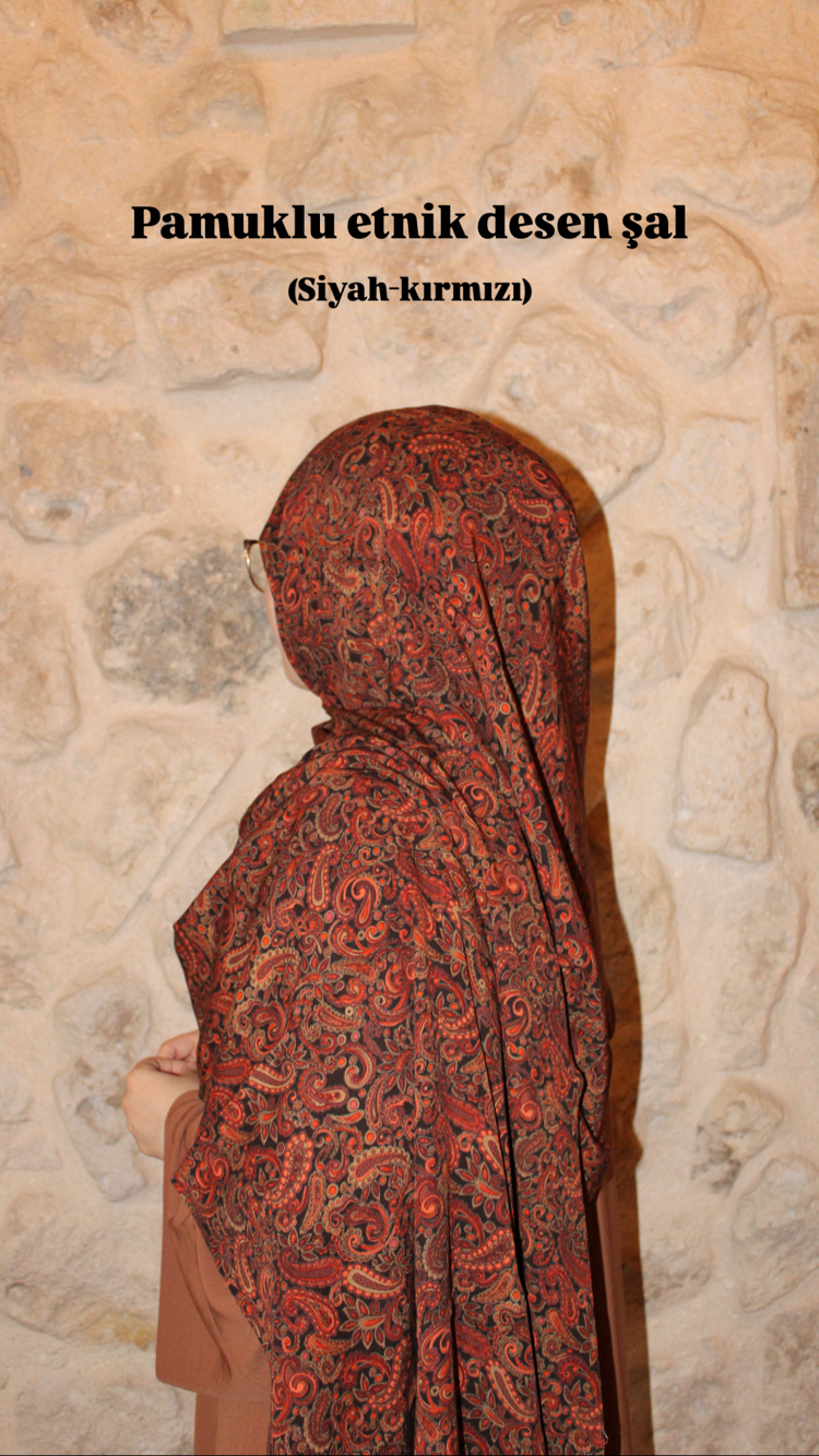 Zeyla etnik desen pamuklu şal