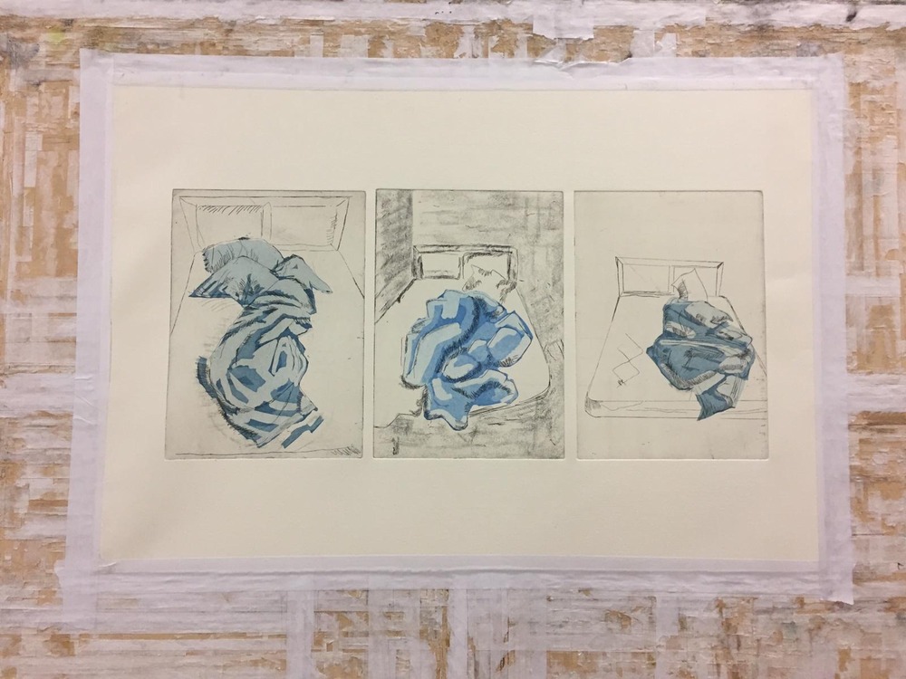 Triptych SAPP, 31x102 cm size original etching print on 350 gr Hanemühle paper (of 10 editions)