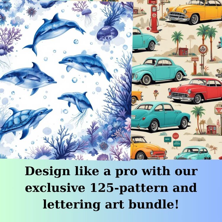 125 Seamless Patterns and Digital Lettering Art Bundle