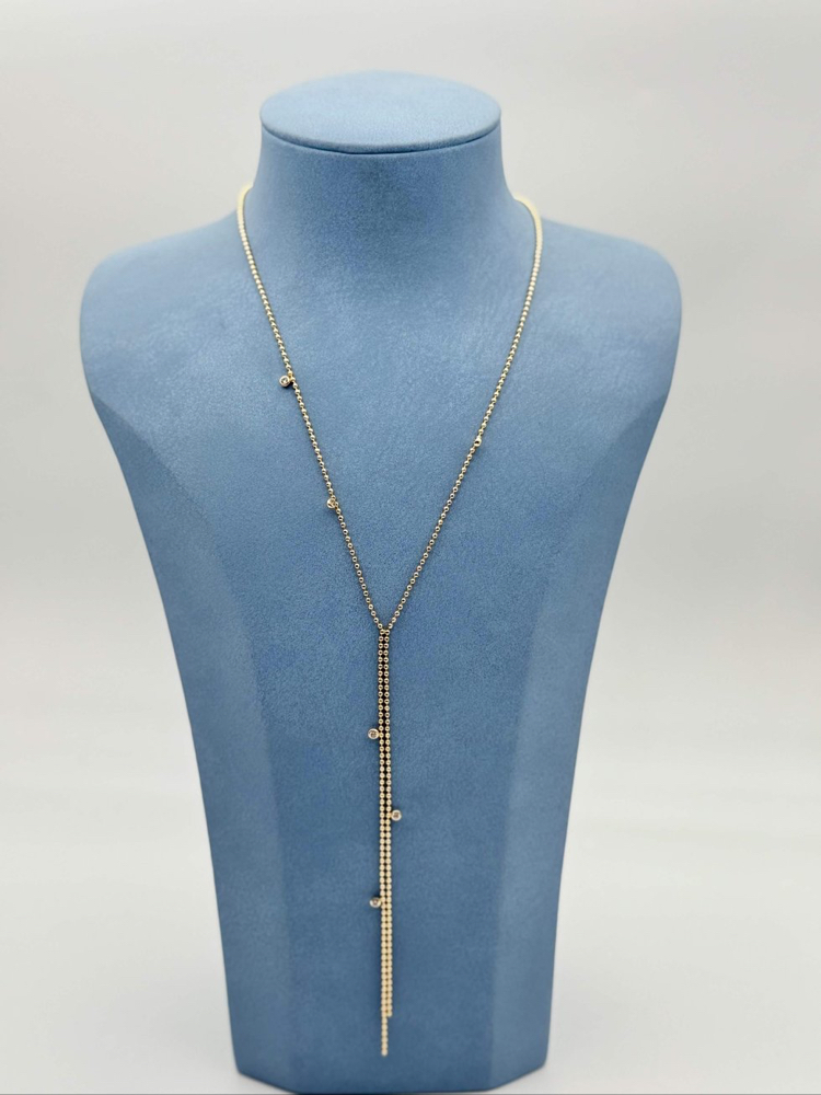 Gold taşlı Y model kolye