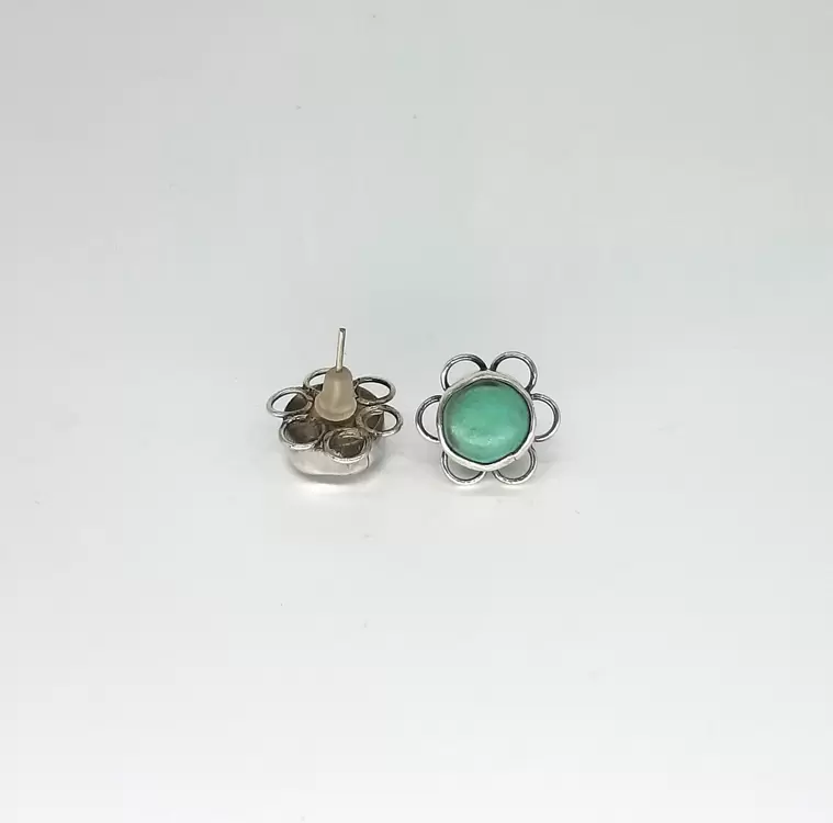 Turkuaz Çiçek Pimli Küpe K0922