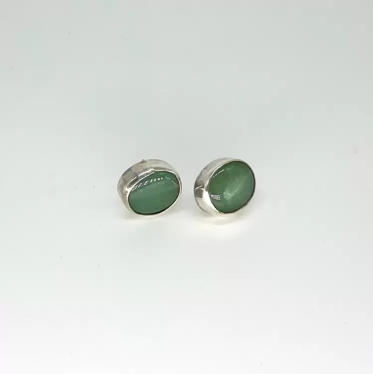 Avanturin Taşlı Oval Pimli Küpe K0921