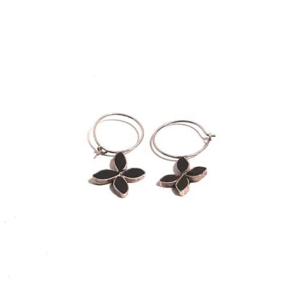 Siyah Çiçek Küpe K0395