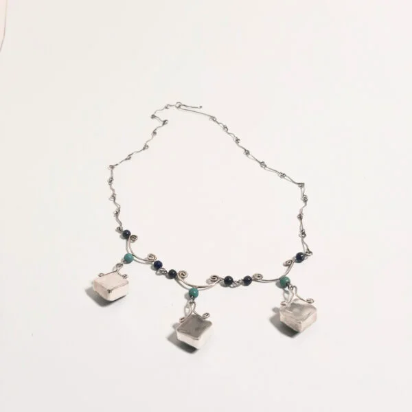 Lapis Lazuli Turkuaz Taşlı Kare Kolye K0194