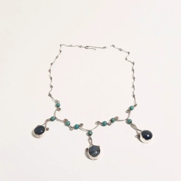 Lapis Lazuli Turkuaz Taşlı Yuvarlak Kolye K0187