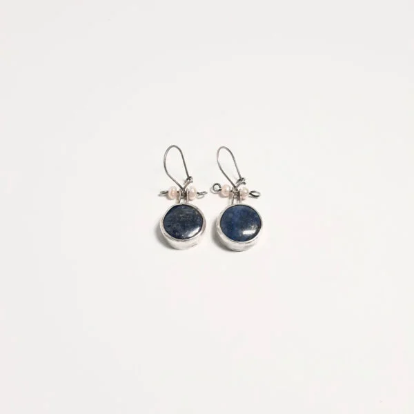 Lapis Lazuli İnci Taşlı Yuvarlak Küpe K0026