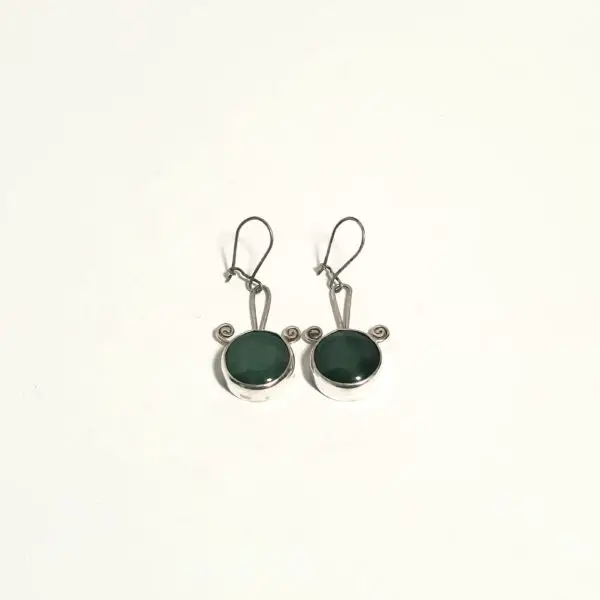 Avanturin Taşlı Sallantılı Yuvarlak Küpe K0138
