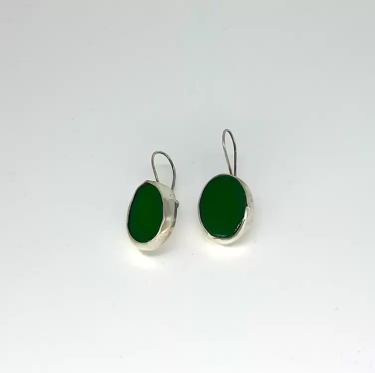 Akik Taşlı Oval Küpe K0983