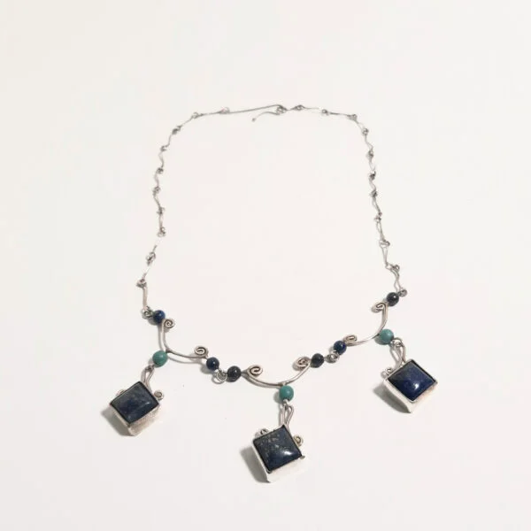 Lapis Lazuli Turkuaz Taşlı Kare Kolye K0194