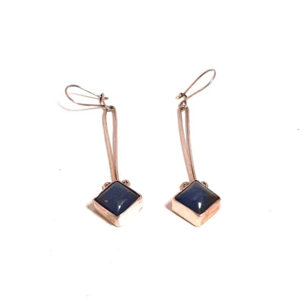 Lapis Lazuli Taşlı Kare Küpe K0447