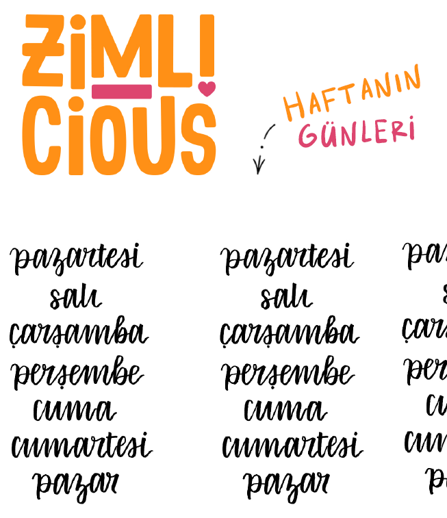 El Yazısı Türkçe Günler ve Aylar – Fırça Kalem