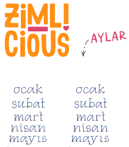 El Yazısı Türkçe Günler ve Aylar – Dolma Kalem